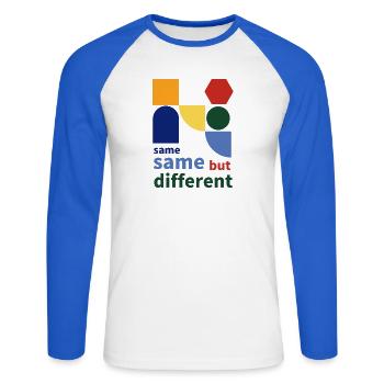 same same but different - Unisex Baseballshirt langarm - Weiß/Royalblau - Vorne - Nik (191cm)