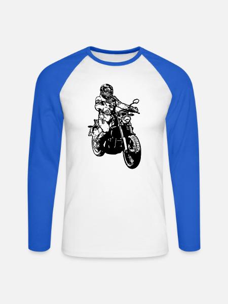 biker - Unisex Baseballshirt langarm - Weiß/Royalblau