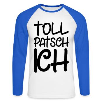Tollpatsch Ich tollpatschig lustig tollpatschich - Unisex Baseballshirt langarm - Weiß/Royalblau - Vorne - Nik (191cm)