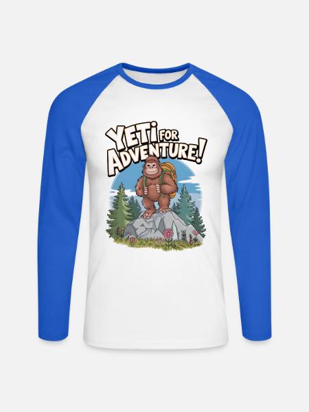 Yeti For Adventure - Unisex Long Sleeve Baseball T-Shirt - white/royal blue