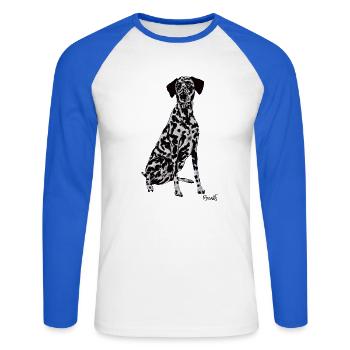 Beau chien dalmate - T-shirt baseball manches longues Homme - blanc/bleu royal - Devant - Nik (191cm)