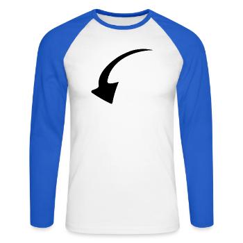 Pfeil - Pfeil - Unisex Baseballshirt langarm - Weiß/Royalblau - Vorne - Nik (191cm)