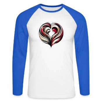 Abstract Design Valentinstag - Unisex Baseballshirt langarm - Weiß/Royalblau - Vorne - Nik (191cm)