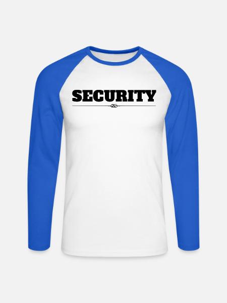 Security - Unisex Baseballshirt langarm - Weiß/Royalblau