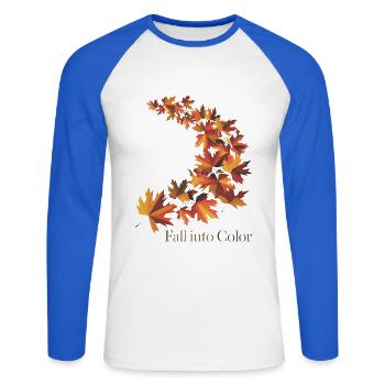 Fall Into Color - Unisex Long Sleeve Baseball T-Shirt - white/royal blue - Front - Nik (191cm)