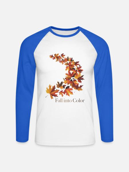 Fallen Sie in Farbe - Unisex Baseballshirt langarm - Weiß/Royalblau