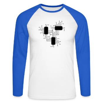électricien électricien électronique électrique profession tension CPU - T-shirt baseball manches longues Homme - blanc/bleu royal - Devant - Nik (191cm)
