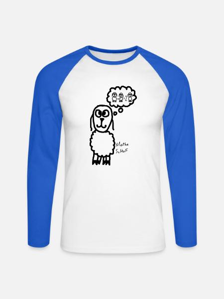 Mathe ScHoF - Unisex Baseballshirt langarm - Weiß/Royalblau