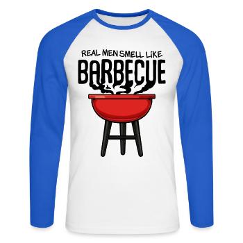 Red Kettle Grill Illustration - Unisex Long Sleeve Baseball T-Shirt - white/royal blue - Front - Nik (191cm)