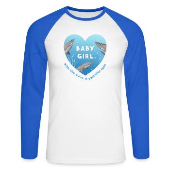 baby girl - Unisex Baseballshirt langarm - Weiß/Royalblau - Vorne - Nik (191cm)