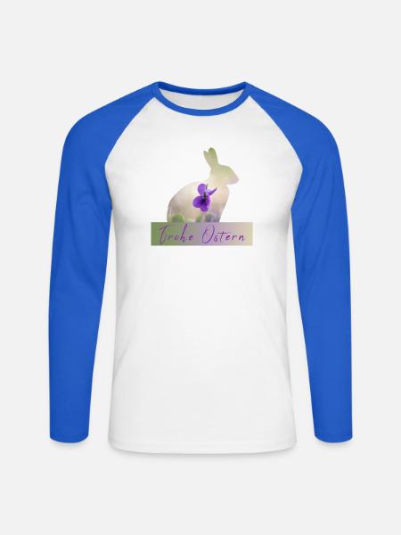Frohe Ostern Hase - Unisex Baseballshirt langarm - Weiß/Royalblau