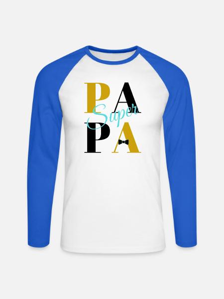Super Papa - Unisex Baseballshirt langarm - Weiß/Royalblau