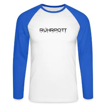 Ruhrpott - Unisex Baseballshirt langarm - Weiß/Royalblau - Vorne - Nik (191cm)