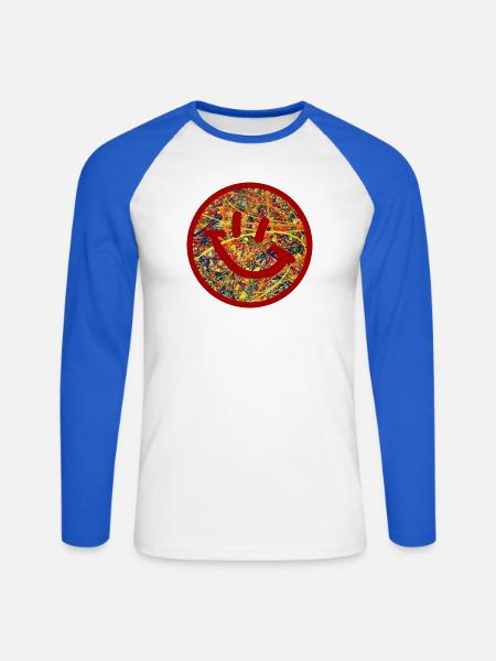 Abstrakter Smiley - Unisex Baseballshirt langarm - Weiß/Royalblau