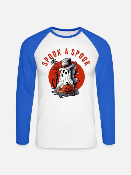 Erschrecke einen Spuk! - Unisex Baseballshirt langarm - Weiß/Royalblau