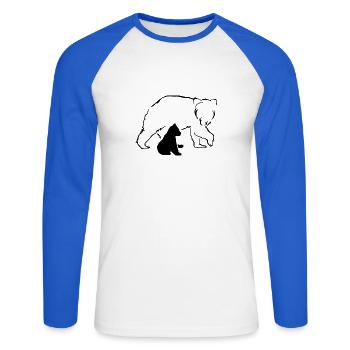 Ours ours ours brun mère bébé nature forêt amour - T-shirt baseball manches longues Homme - blanc/bleu royal - Devant - Nik (191cm)