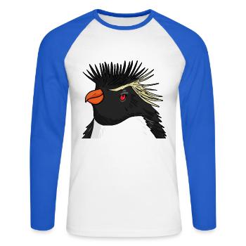Pinguin mit Haare Felsenpinguin - Unisex Baseballshirt langarm - Weiß/Royalblau - Vorne - Nik (191cm)