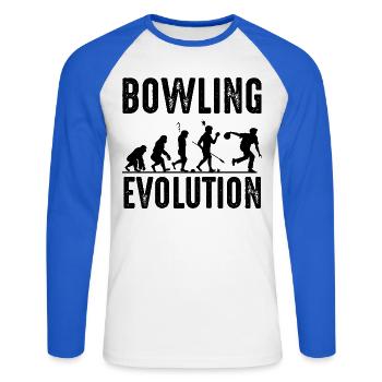 Bowling - T-shirt baseball manches longues Homme - blanc/bleu royal - Devant - Nik (191cm)