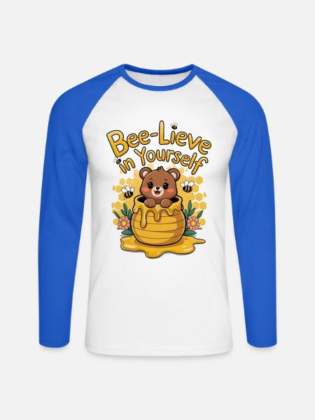 Croyez en vous-même - T-shirt baseball manches longues Homme - blanc/bleu royal