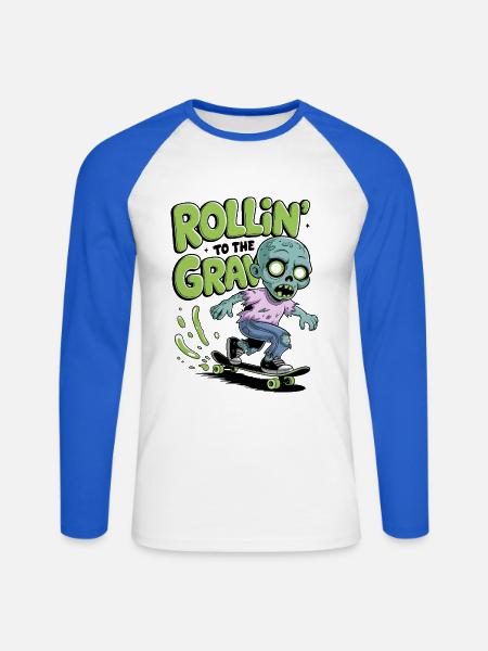 Rollin zum Grab - Unisex Baseballshirt langarm - Weiß/Royalblau
