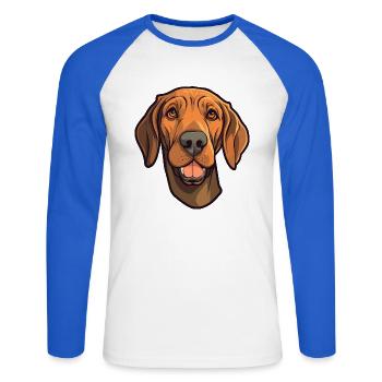 Plott Hund Hund Rasse Cartoon Kawaii Illustration - Unisex Baseballshirt langarm - Weiß/Royalblau - Vorne - Nik (191cm)