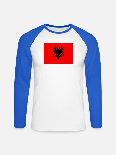 Albanien - Unisex Baseballshirt langarm - Weiß/Royalblau