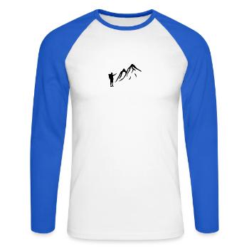 Trekking - T-shirt baseball manches longues Homme - blanc/bleu royal - Devant - Nik (191cm)