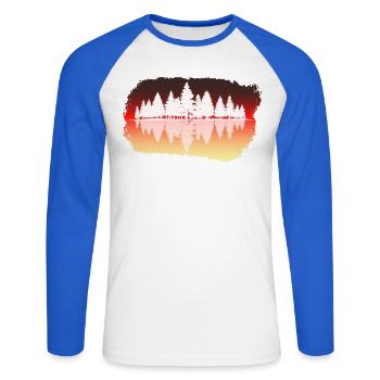Wald - Forest - Unisex Baseballshirt langarm - Weiß/Royalblau - Vorne - Nik (191cm)