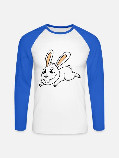 Rabbit easter - Unisex Long Sleeve Baseball T-Shirt - white/royal blue