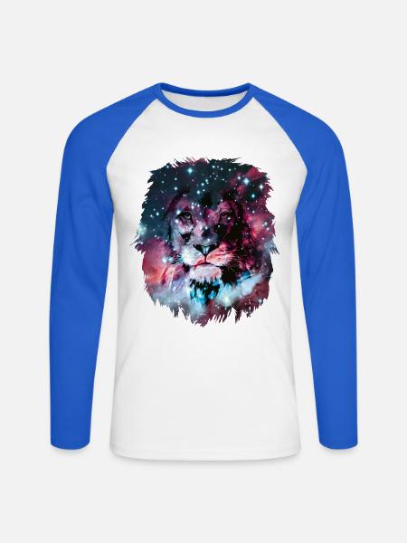 Löwe - Unisex Baseballshirt langarm - Weiß/Royalblau