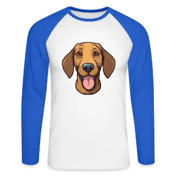 Plott Hund Hund Rasse Aquarell Karikatur Kawaii Cl - Unisex Baseballshirt langarm - Weiß/Royalblau - Vorne - Nik (191cm)