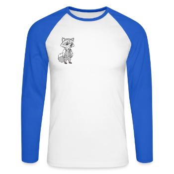 Geschäftiger Fuchs - Unisex Baseballshirt langarm - Weiß/Royalblau - Vorne - Nik (191cm)