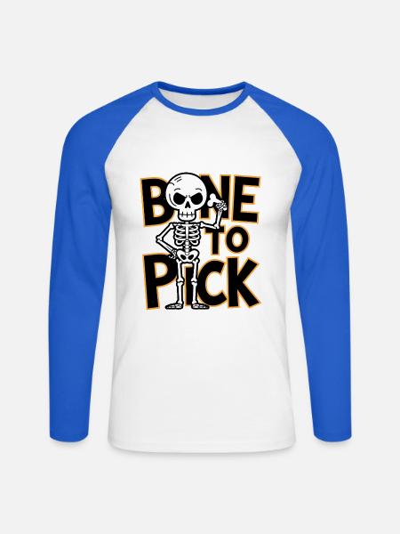 Bone To Pick - Unisex Long Sleeve Baseball T-Shirt - white/royal blue