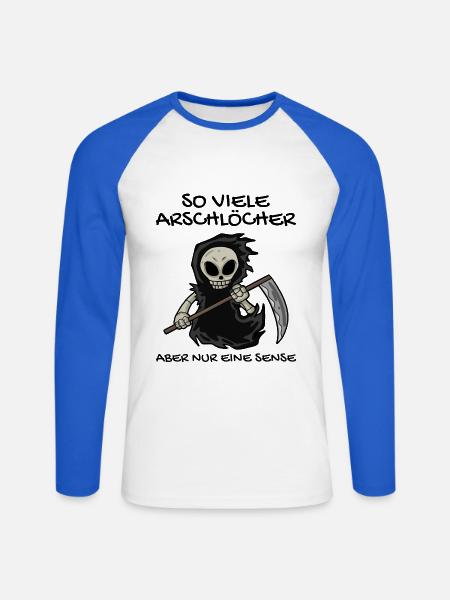 Sensenmann - Unisex Baseballshirt langarm - Weiß/Royalblau