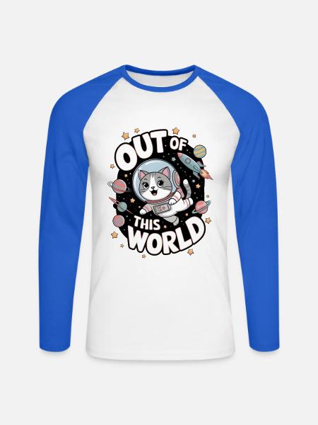 Out Of This World - Unisex Long Sleeve Baseball T-Shirt - white/royal blue