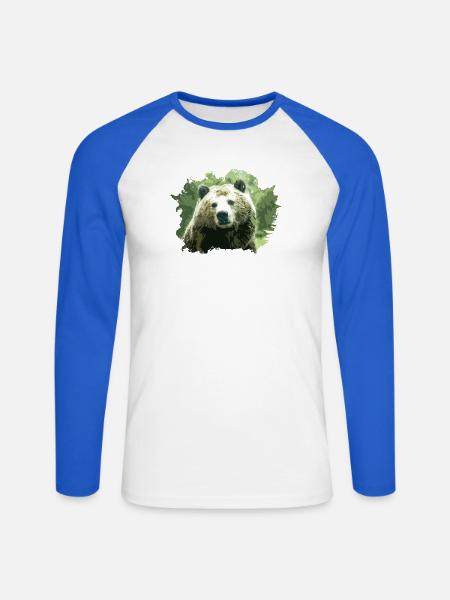 Bär - Unisex Baseballshirt langarm - Weiß/Royalblau
