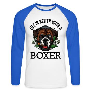 boxer - Unisex Long Sleeve Baseball T-Shirt - white/royal blue - Front - Nik (191cm)