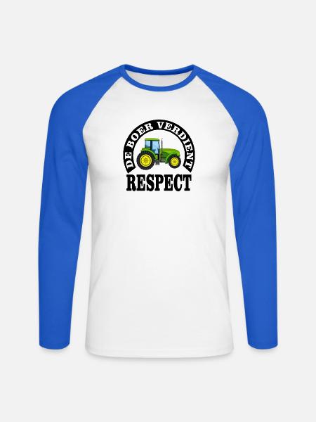 Farmers deserve respect - Unisex Long Sleeve Baseball T-Shirt - white/royal blue