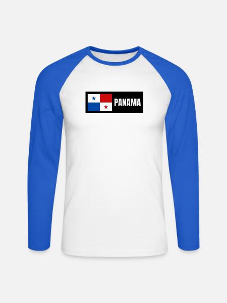 Panama Flagge - Unisex Baseballshirt langarm - Weiß/Royalblau