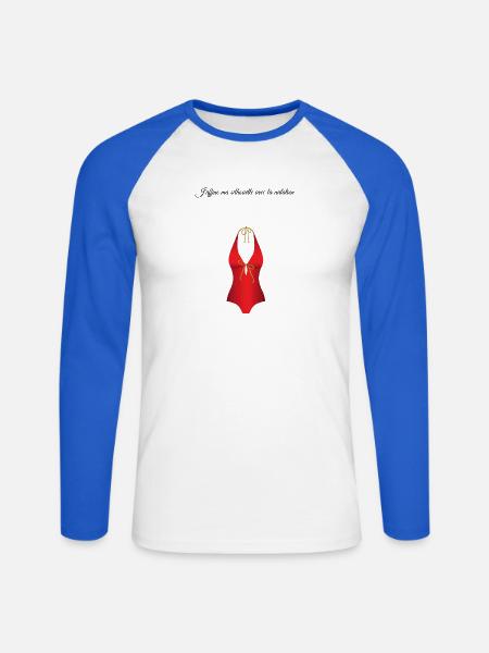 La piscine 1 - T-shirt baseball manches longues Homme - blanc/bleu royal