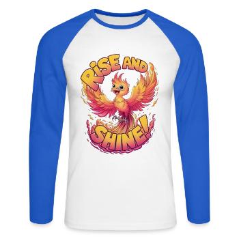 Debout - T-shirt baseball manches longues Homme - blanc/bleu royal - Devant - Nik (191cm)