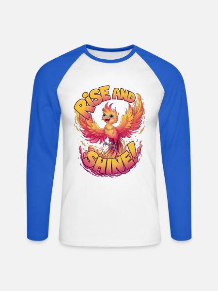 Raus aus den Federn - Unisex Baseballshirt langarm - Weiß/Royalblau