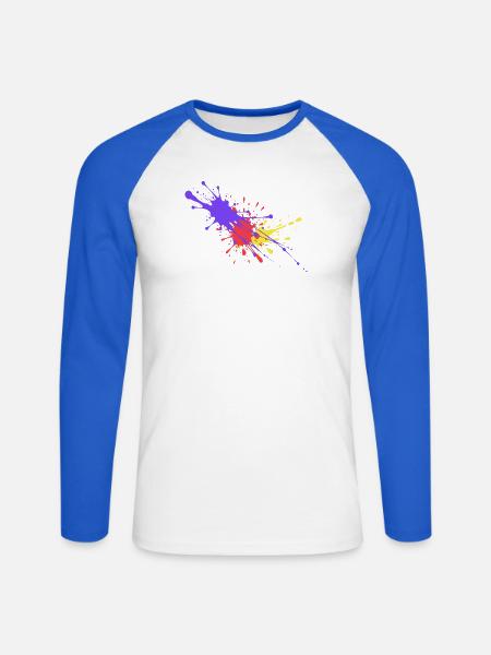 Colorful Color Stains Gift Stylish - Unisex Long Sleeve Baseball T-Shirt - white/royal blue