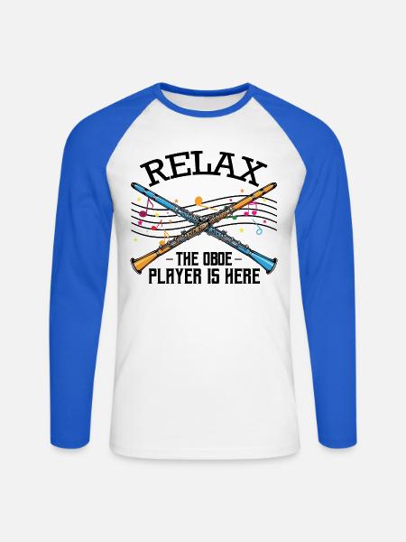 hautbois - T-shirt baseball manches longues Homme - blanc/bleu royal