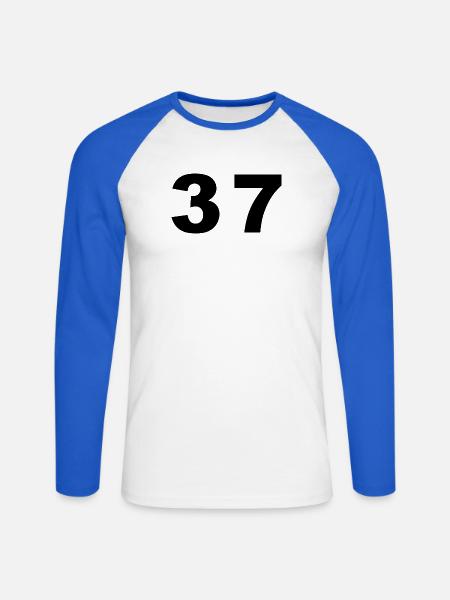 Number - 37 - siebenunddreißig - Unisex Baseballshirt langarm - Weiß/Royalblau
