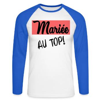 MARIEE. FUTURE MARIEE - T-shirt baseball manches longues Homme - blanc/bleu royal - Devant - Nik (191cm)