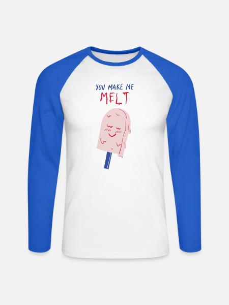 you make me melt icecream - Unisex Long Sleeve Baseball T-Shirt - white/royal blue