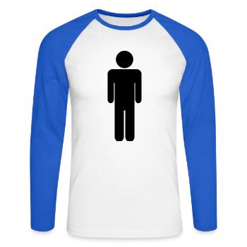 Mann - Unisex Baseballshirt langarm - Weiß/Royalblau - Vorne - Nik (191cm)