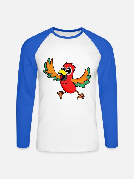 perroquet - T-shirt baseball manches longues Homme - blanc/bleu royal