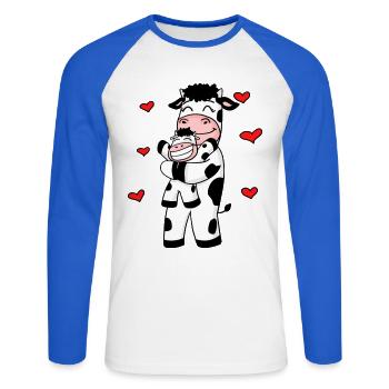 Kuh Familie Bauernhof Kühe Herz Geschenk - Unisex Baseballshirt langarm - Weiß/Royalblau - Vorne - Nik (191cm)